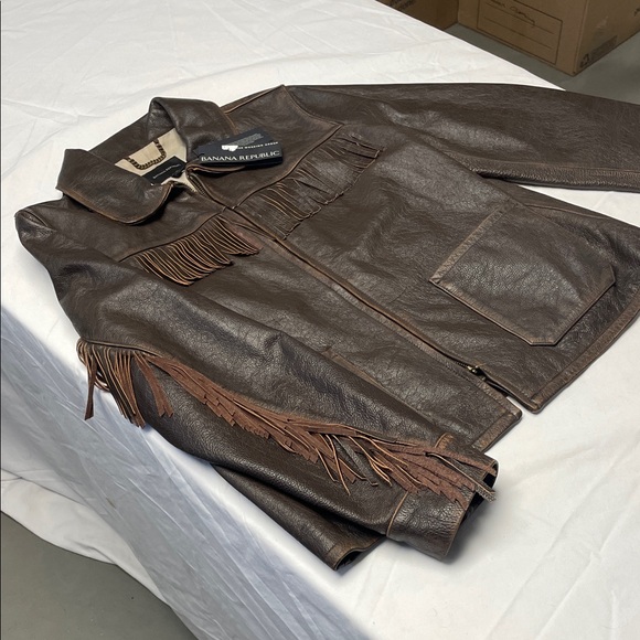 Banana Republic Dark Brown Fringe Leather Jacket - Picture 3 of 5